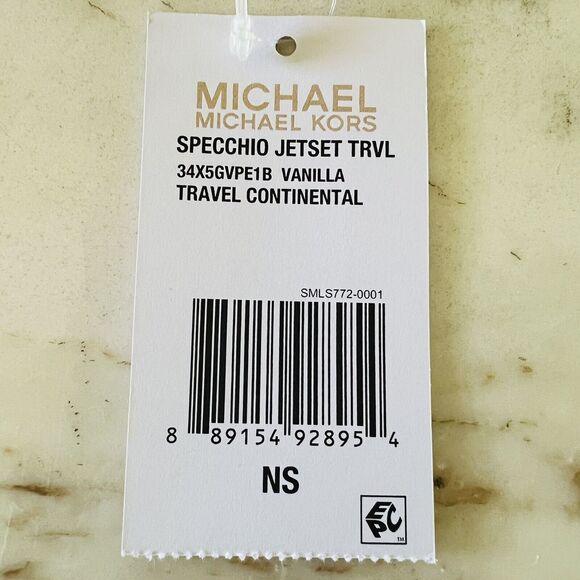 MICHAEL KORS Specchio Jet Set Travel Vanilla Continental Zip Wallet Wristlet - Picture 8 of 8